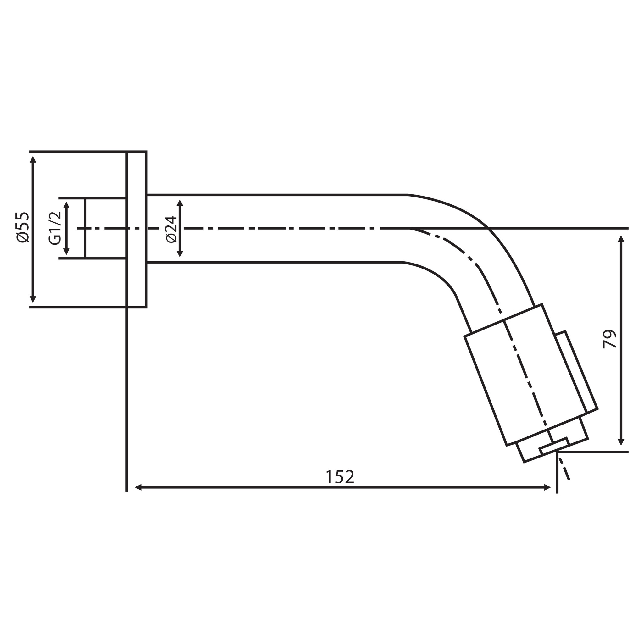 Differnz Muurkraan Inbouw - Koudwater Mat Chroom 15,2 cm