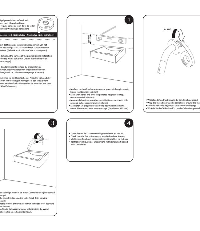 Differnz Muurkraan Inbouw - Koudwater Koper 15,2 cm