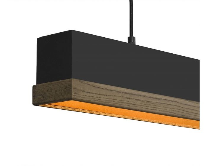 Frezoli Simfano Hanglamp Licht Eik Mat Zwart | L178 cm