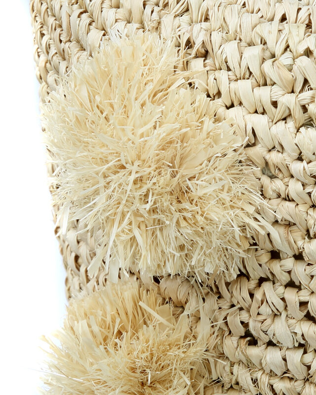 Bazar Bizar De Raffia Pom Pom kruk H47 cm Naturel
