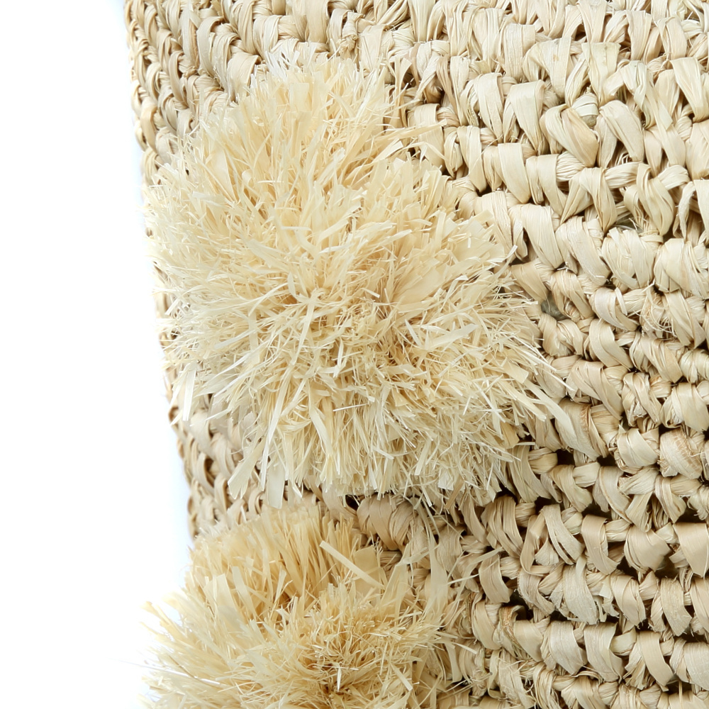 Bazar Bizar De Raffia Pom Pom kruk H47 cm Naturel