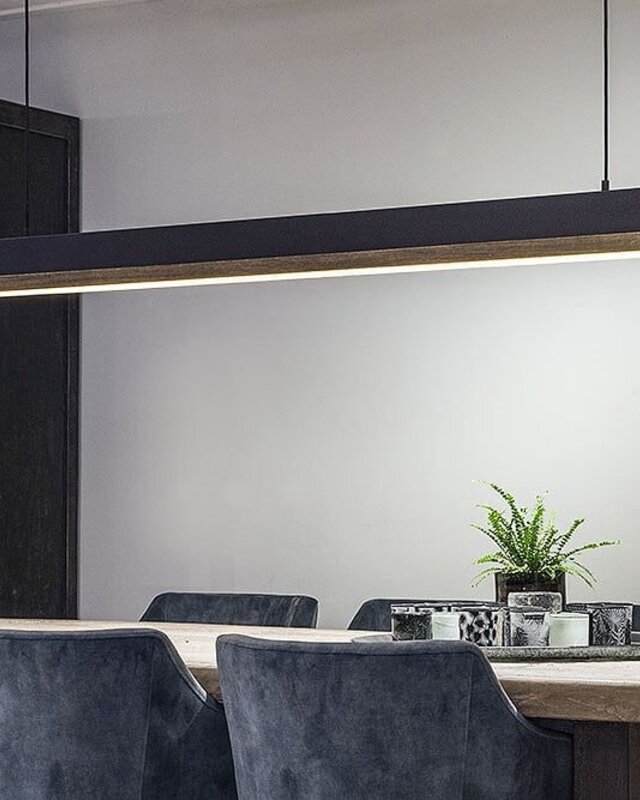 Frezoli Simfano Hanglamp Licht Eik Mat Zwart | L178 cm