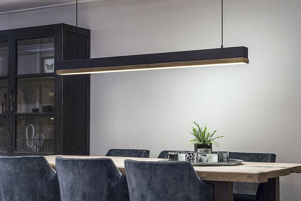 Frezoli Simfano Hanglamp Licht Eik Mat Zwart | L178 cm