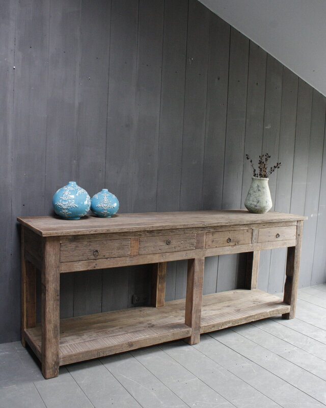 Rene Houtman Sidetable Bassano oud hout met lades 226 x 60 x 90