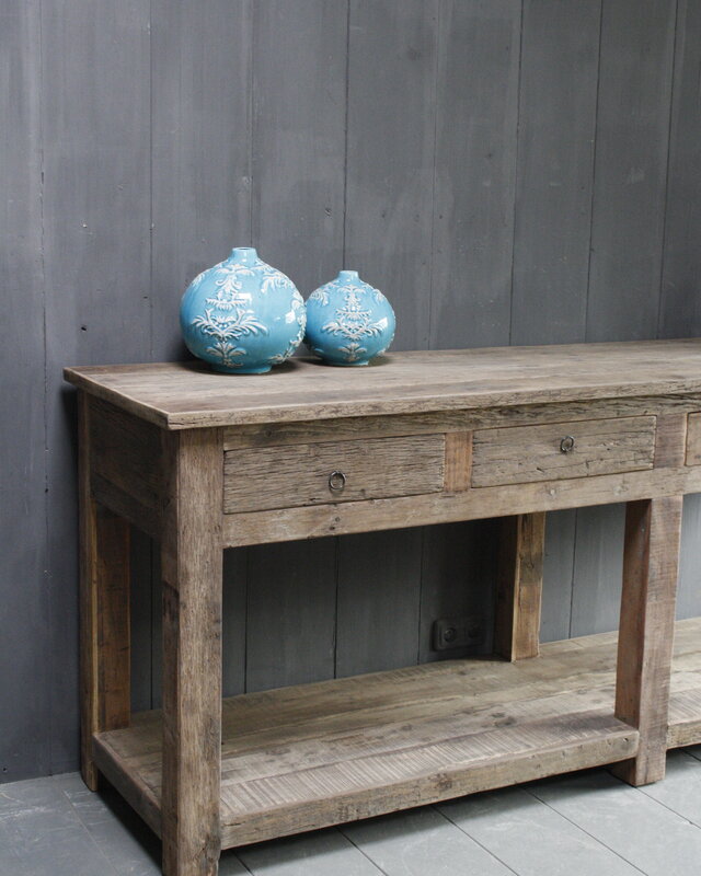 Rene Houtman Sidetable Bassano oud hout met lades 226 x 60 x 90