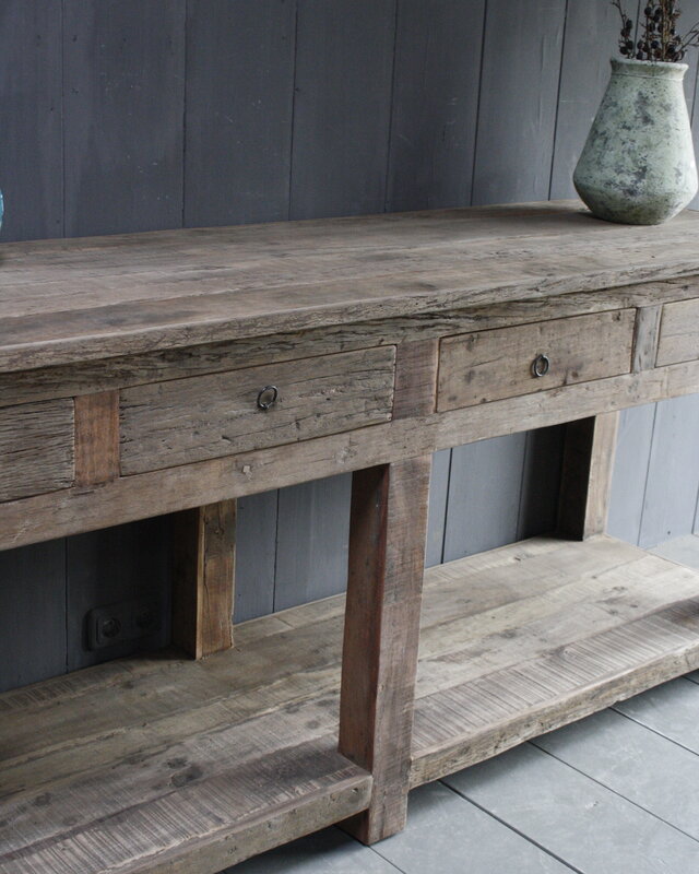 Rene Houtman Sidetable Bassano oud hout met lades 226 x 60 x 90