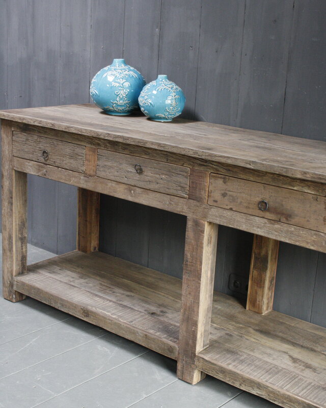 Rene Houtman Sidetable Bassano oud hout met lades 226 x 60 x 90