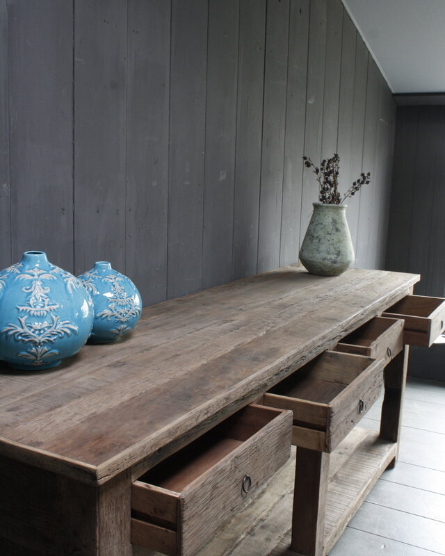 Rene Houtman Sidetable Bassano oud hout met lades 226 x 60 x 90