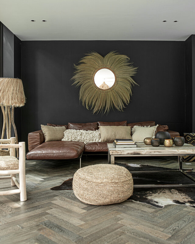 Bazar Bizar De Raffia Flores Pouffe - Naturel