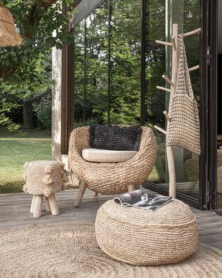 Bazar Bizar De Raffia Flores Pouffe - Naturel