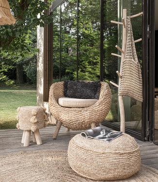 Bazar Bizar De Raffia Flores Pouffe - Naturel