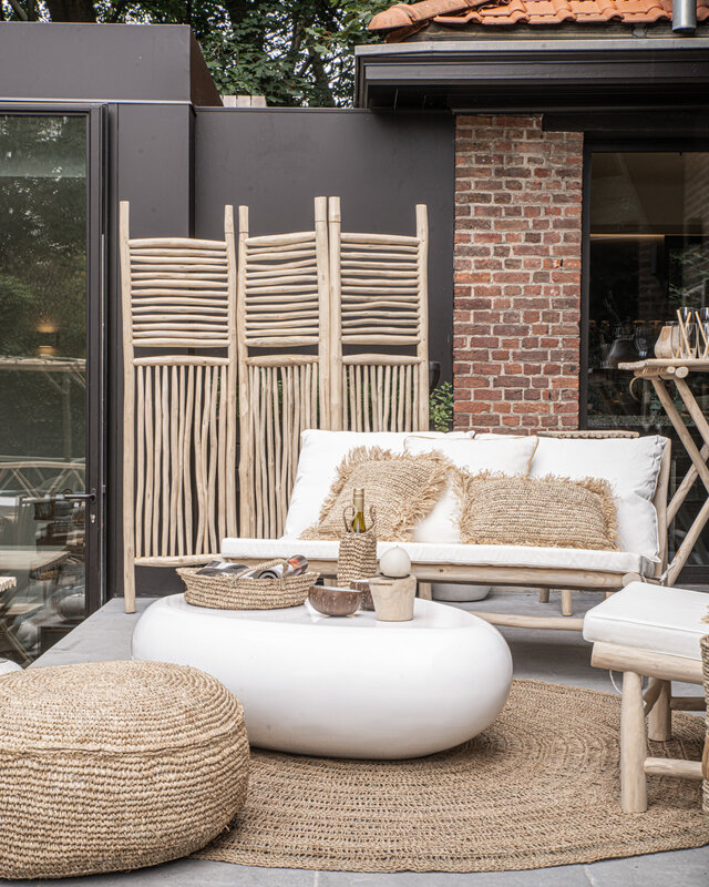 Bazar Bizar De Raffia Flores Pouffe - Naturel