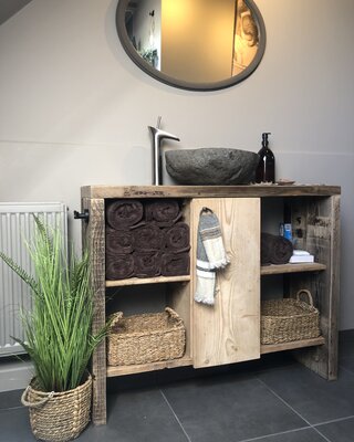 Rene Houtman Oud houten badkamermeubel/Sidetable Kelsey 110 cm