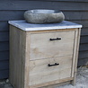 Rene Houtman Badkamermeubel Nout Eiken Hardsteen 80-140 cm Rene Houtman Badkamermeubel Nout Eiken Hardsteen 80-140 cm