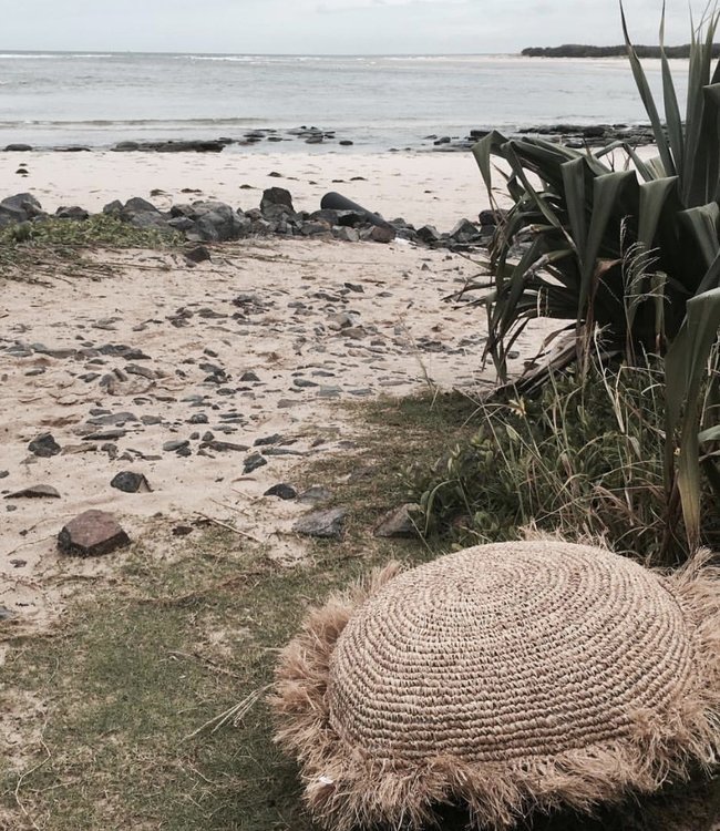 Bazar Bizar The Raffia Kussenhoes Rond - Naturel - 60x60 cm