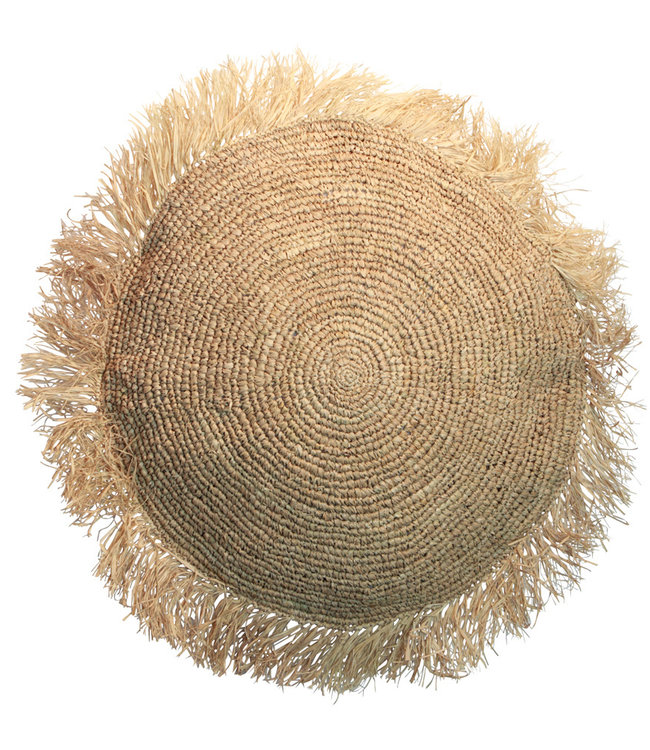 Bazar Bizar The Raffia Kussenhoes Rond - Naturel - 60x60 cm