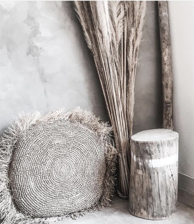 Bazar Bizar The Raffia Kussenhoes Rond - Naturel - 60x60 cm