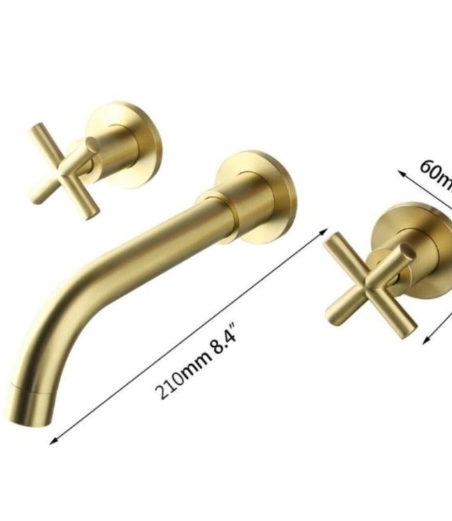 Rene Houtman Inbouw Muurkraan - Geborsteld Goud