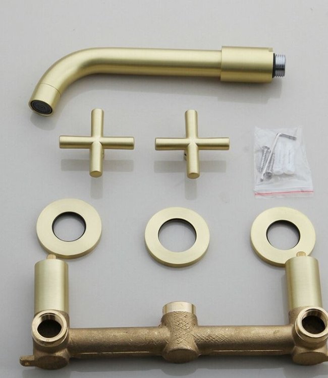 Rene Houtman Inbouw Muurkraan - Geborsteld Goud