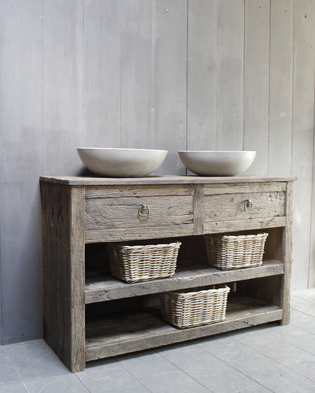 Rene Houtman Badkamermeubel Goos Oud Eiken L140xD49xH90 cm 2 lades