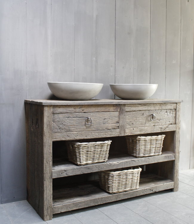 Rene Houtman Badkamermeubel Goos Oud Eiken L140xD49xH90 cm 2 lades