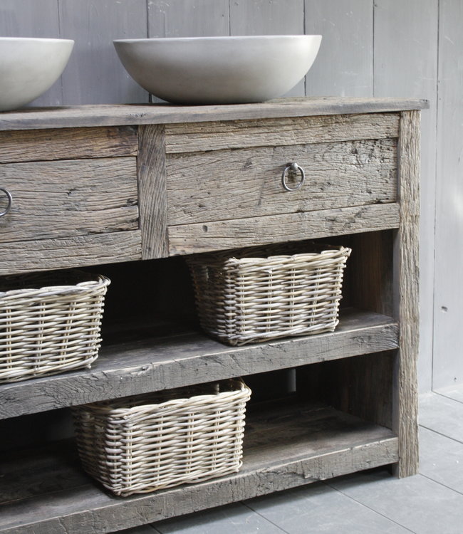 Rene Houtman Badkamermeubel Goos Oud Eiken L140xD49xH90 cm 2 lades