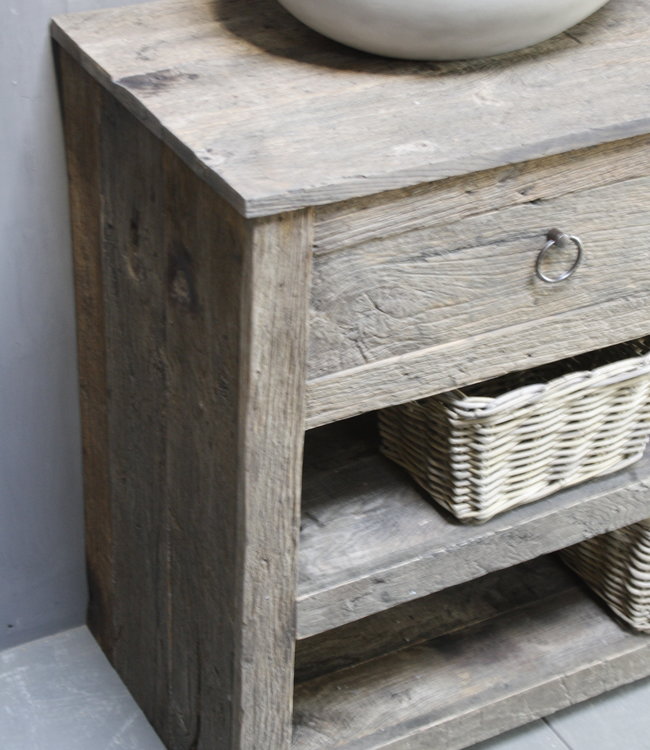 Rene Houtman Badkamermeubel Goos Oud Eiken L140xD49xH90 cm 2 lades