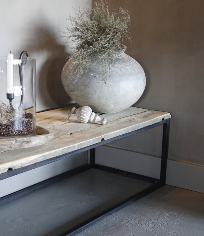 Rene Houtman Salontafel oud eikenhout Sterre  Ijzeren Onderstel - Kies Maat