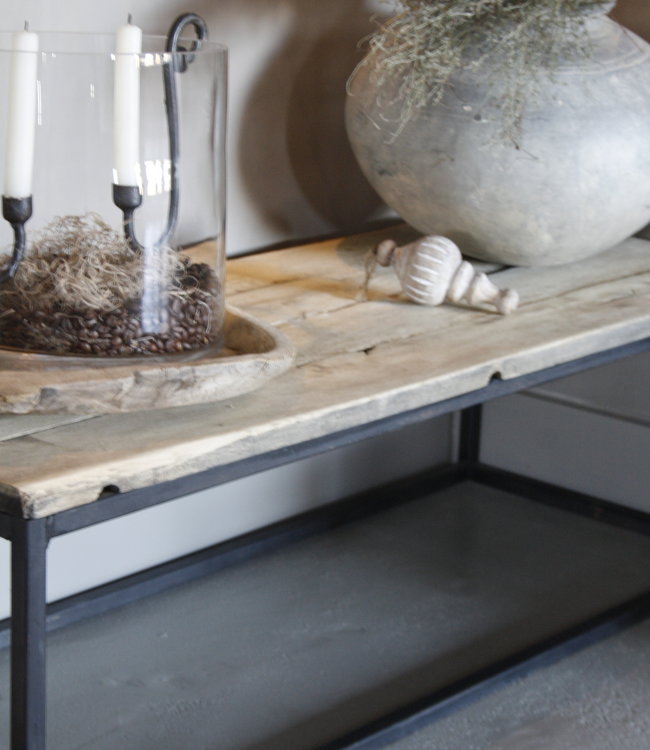 Rene Houtman Salontafel oud eikenhout Sterre  Ijzeren Onderstel - Kies Maat