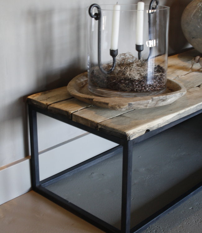 Rene Houtman Salontafel oud eikenhout Sterre  Ijzeren Onderstel - Kies Maat