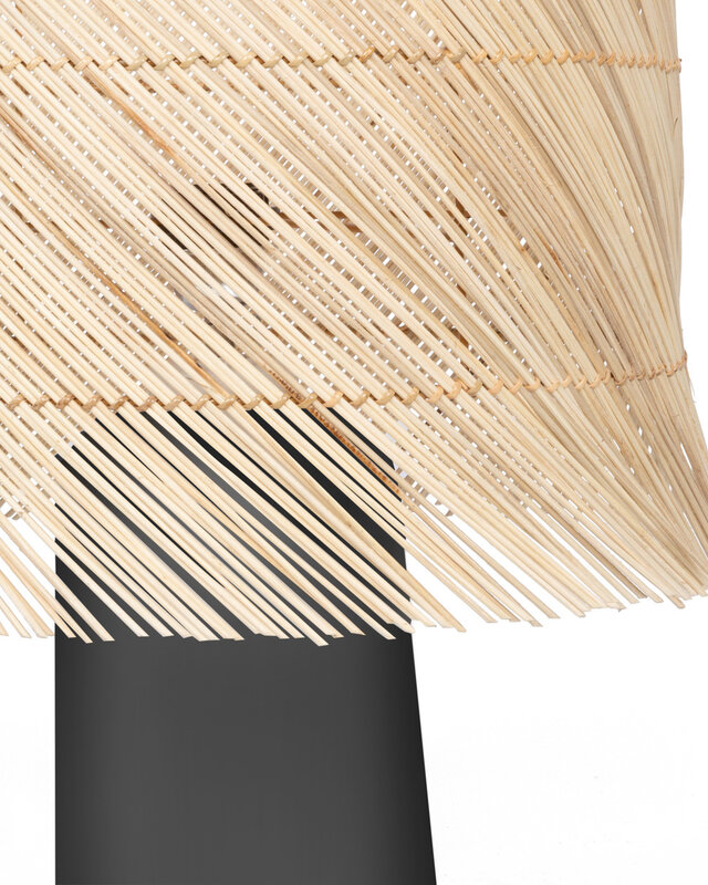 Bazar Bizar Rattan Tafellamp - Zwart & Naturel
