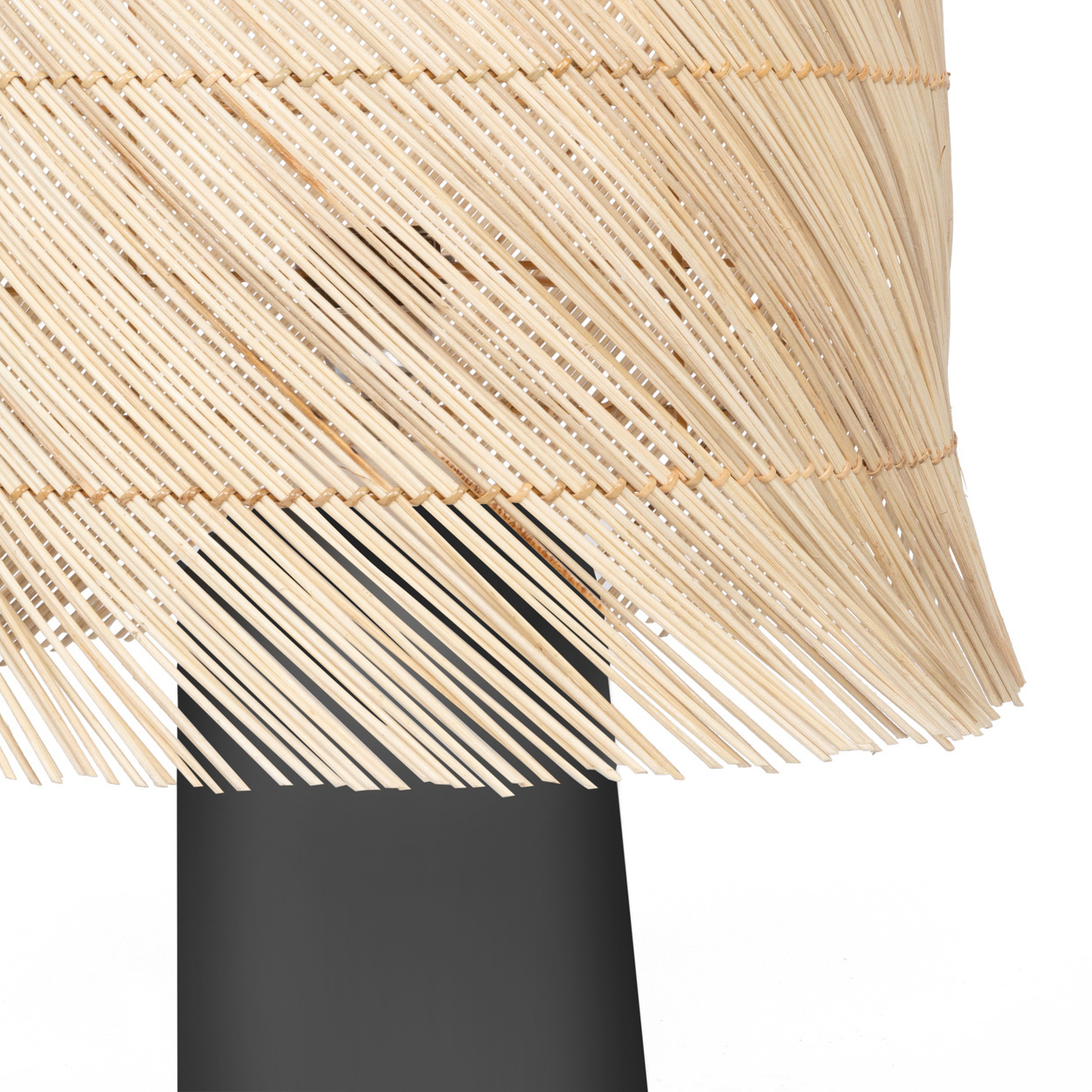 Bazar Bizar Rattan Tafellamp - Zwart & Naturel