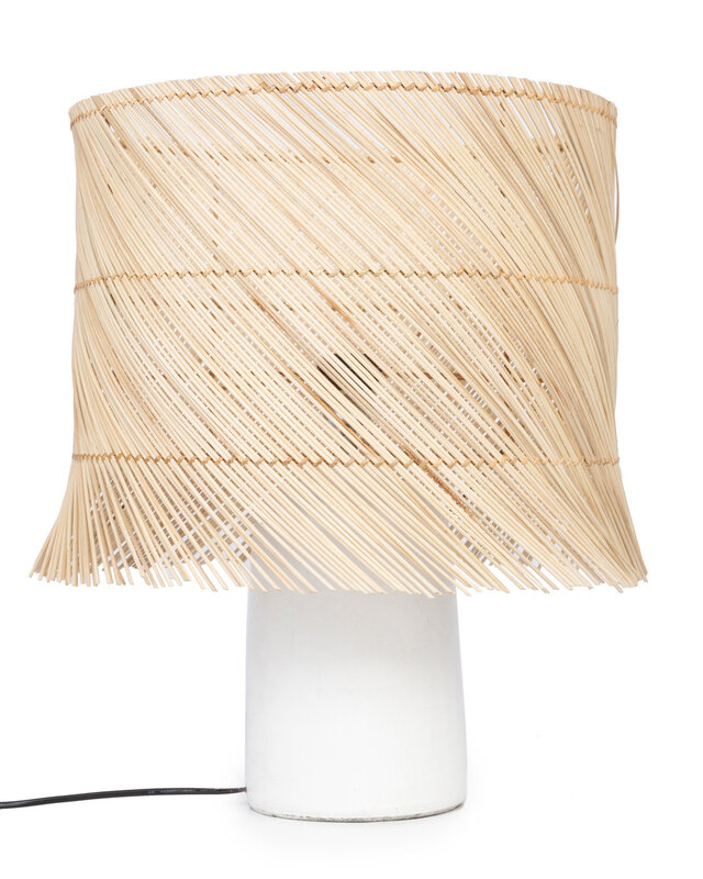 Bazar Bizar Rattan Tafellamp - Wit & Naturel