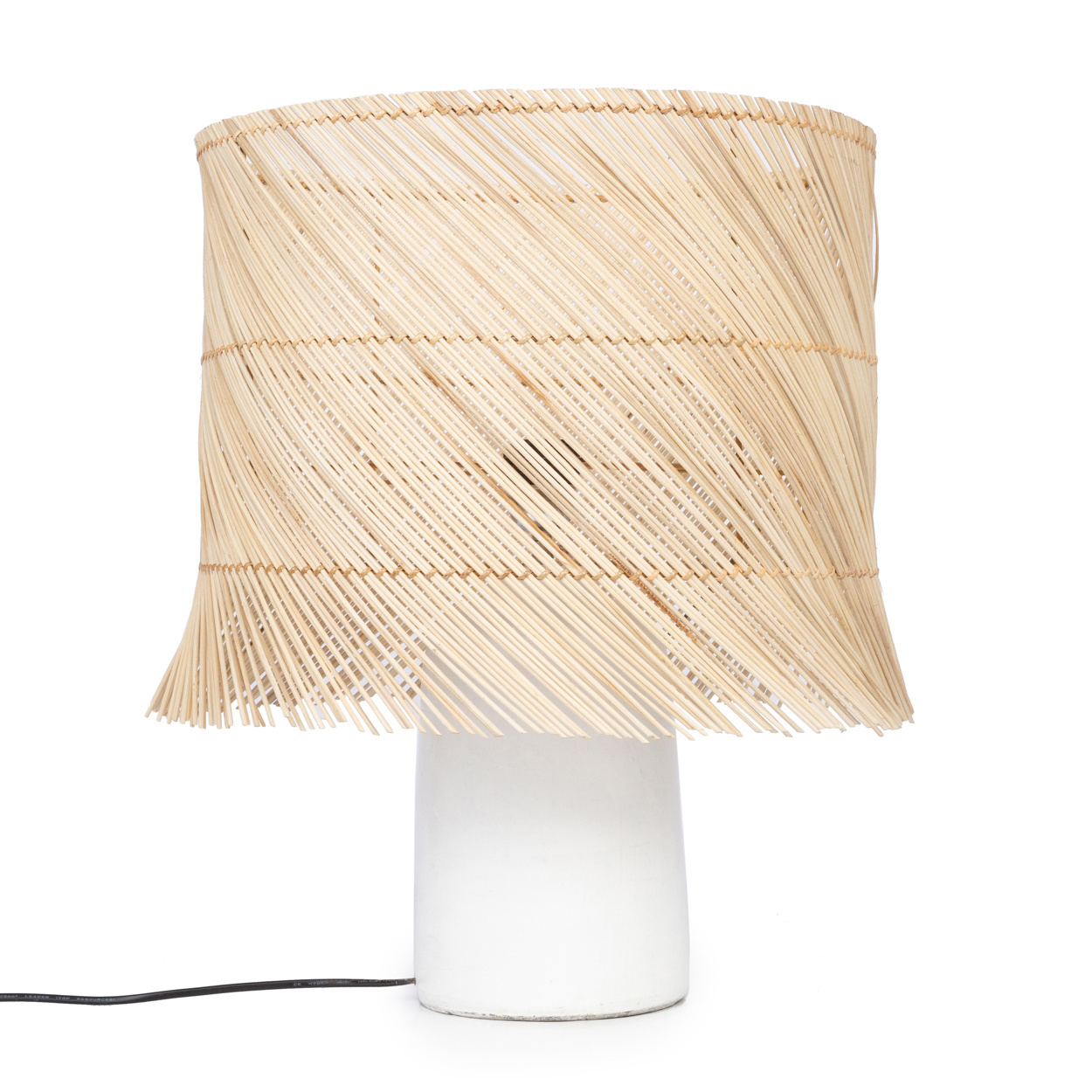 Bazar Bizar Rattan Tafellamp - Wit & Naturel