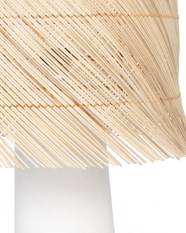 Bazar Bizar Rattan Tafellamp - Wit & Naturel