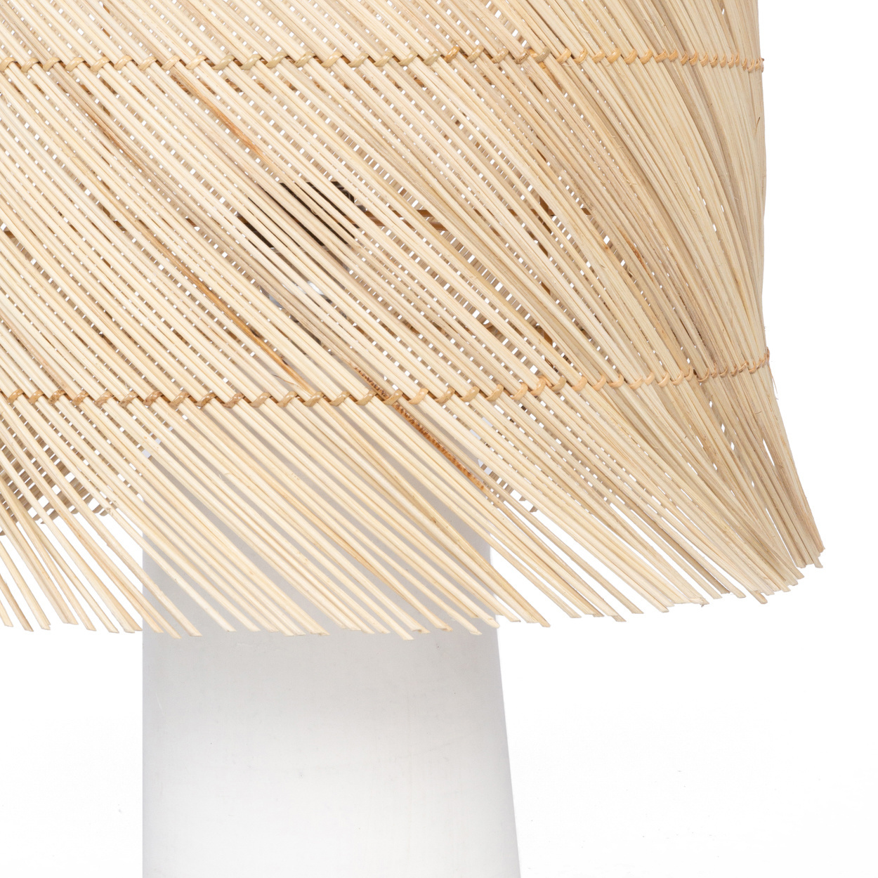 Bazar Bizar Rattan Tafellamp - Wit & Naturel