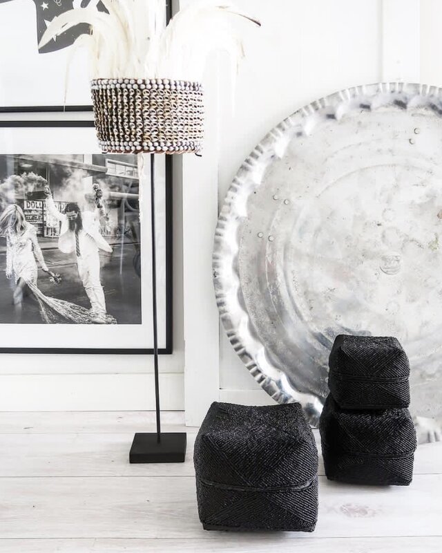 Bazar Bizar Beaded Basket - Zwart - 3 stuks