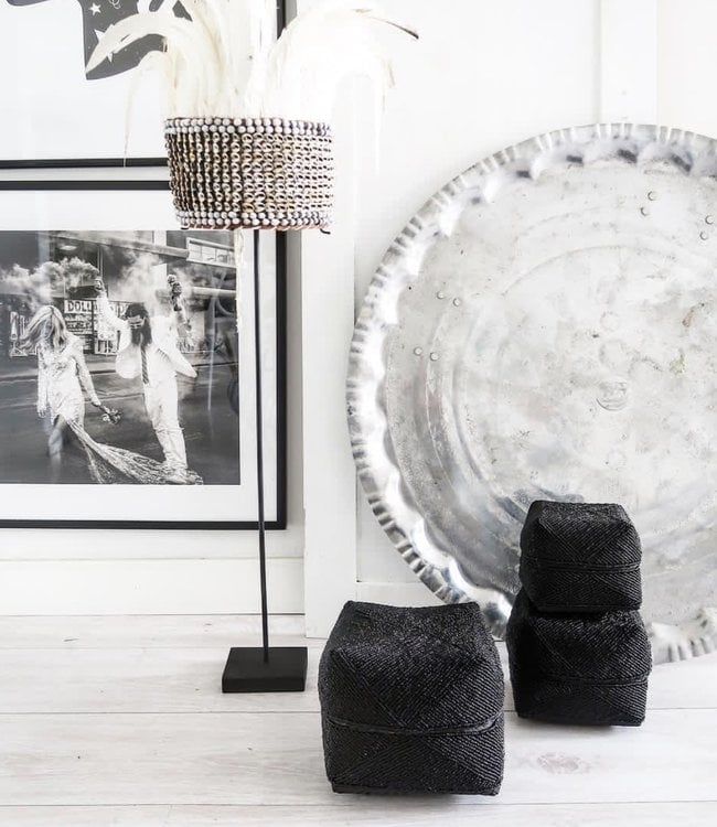 Bazar Bizar Beaded Basket - Zwart - 3 stuks