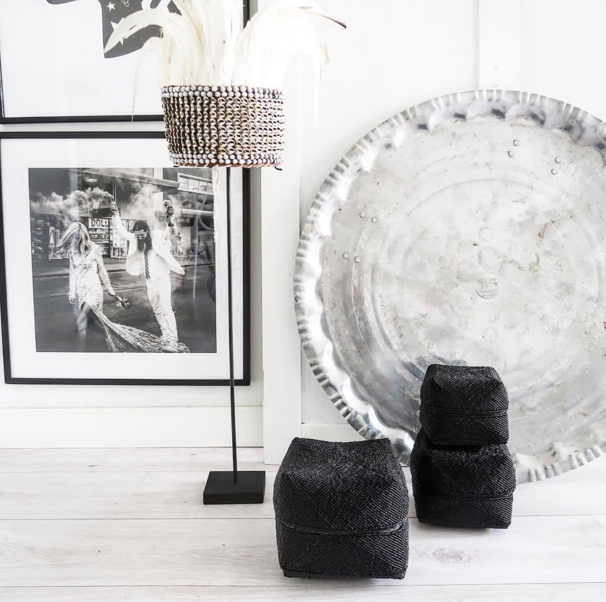 Bazar Bizar Beaded Basket - Zwart - 3 stuks