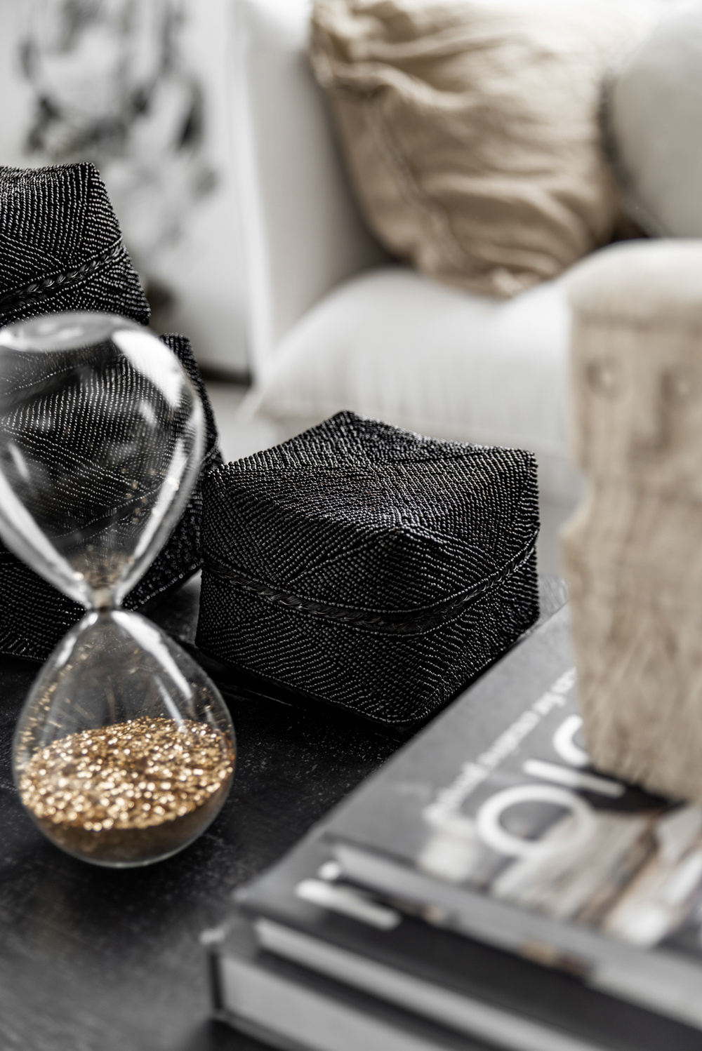 Bazar Bizar Beaded Basket - Zwart - 3 stuks