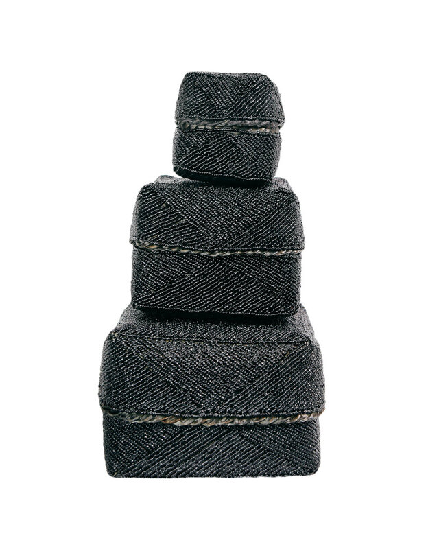 Bazar Bizar Beaded Basket - Zwart - 3 stuks