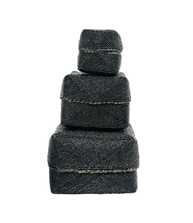 Bazar Bizar Beaded Basket - Zwart - 3 stuks