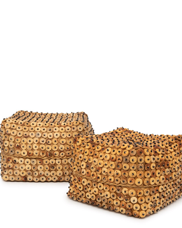 Bazar Bizar Coconut Shell Square Basket - Naturel - 2 stuks