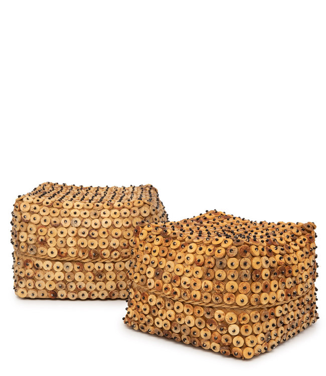 Bazar Bizar Coconut Shell Square Basket - Naturel - 2 stuks