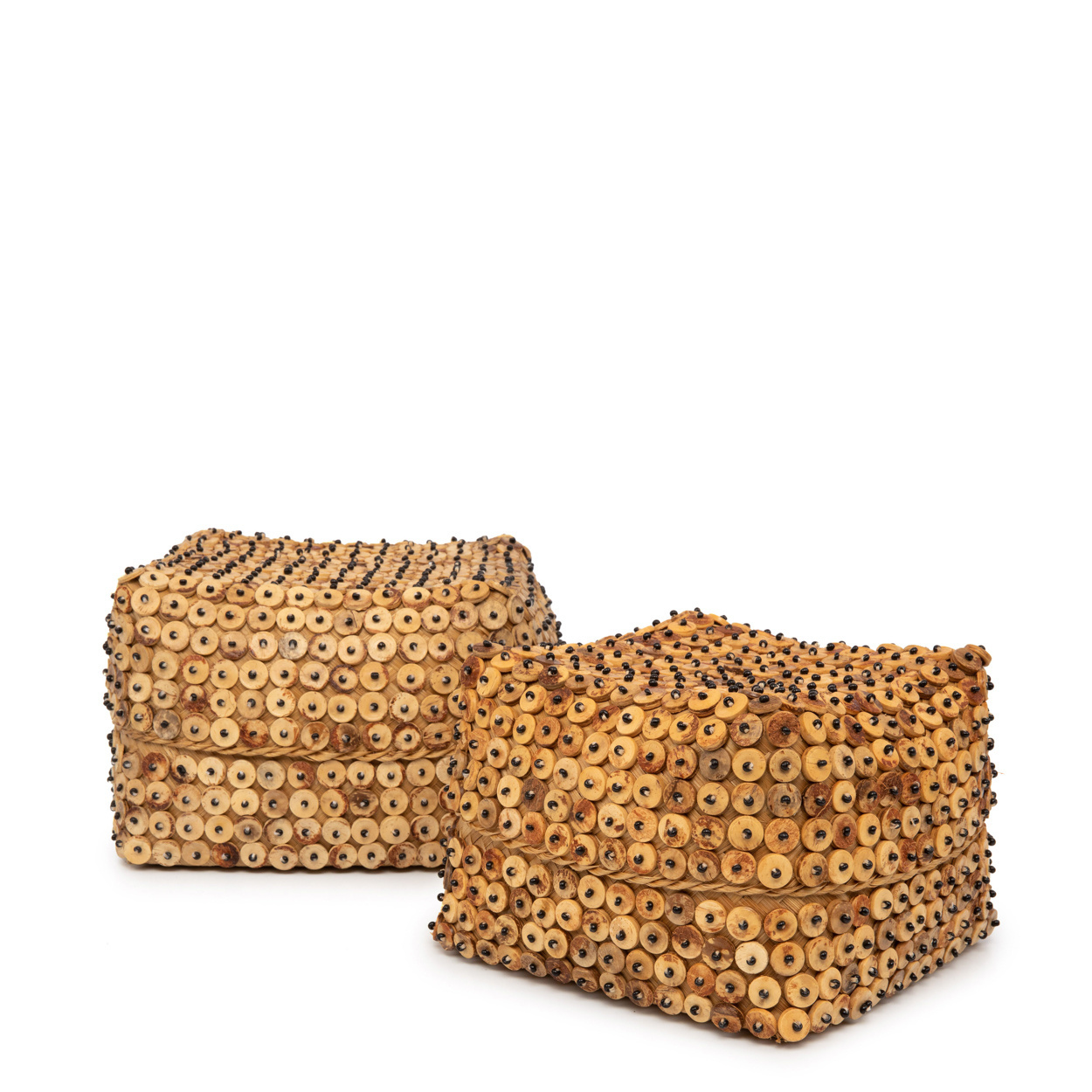Bazar Bizar Coconut Shell Square Basket - Naturel - 2 stuks