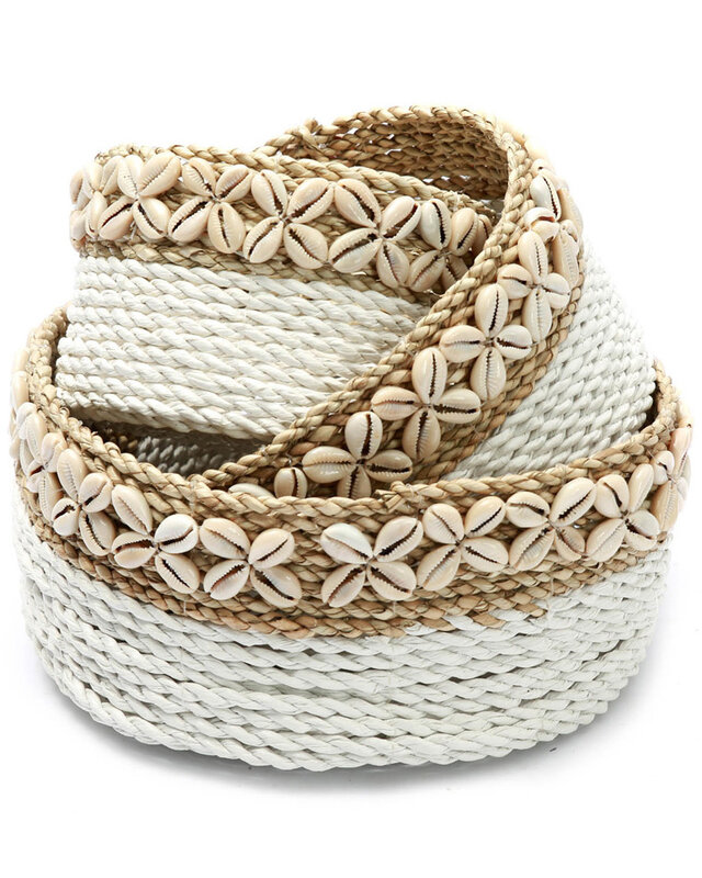Bazar Bizar White Sunday Baskets - Wit Naturel - 3 Stuks