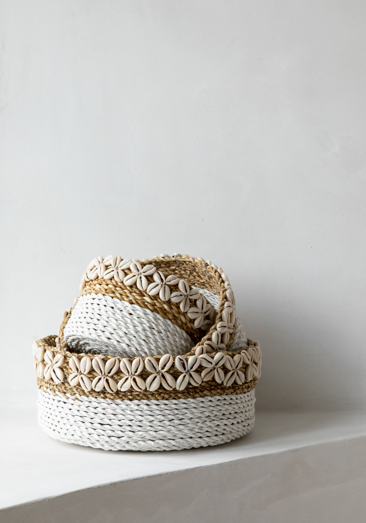 Bazar Bizar White Sunday Baskets - Wit Naturel - 3 Stuks