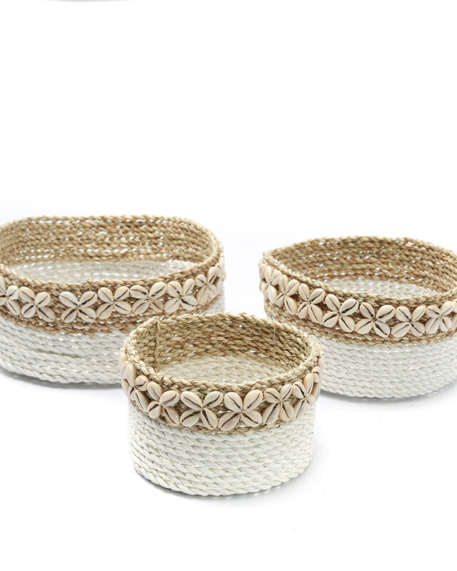 Bazar Bizar White Sunday Baskets - Wit Naturel - 3 Stuks