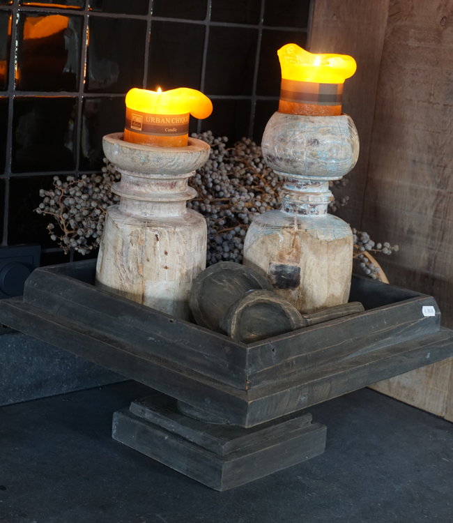 Rene Houtman Houten Tray Op Voet L40 x B40 x H22 cm