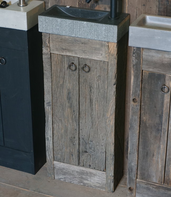 Rene Houtman Landelijk Oud Eikenhouten Geborsteld Toiletmeubel + Fontein D.grey